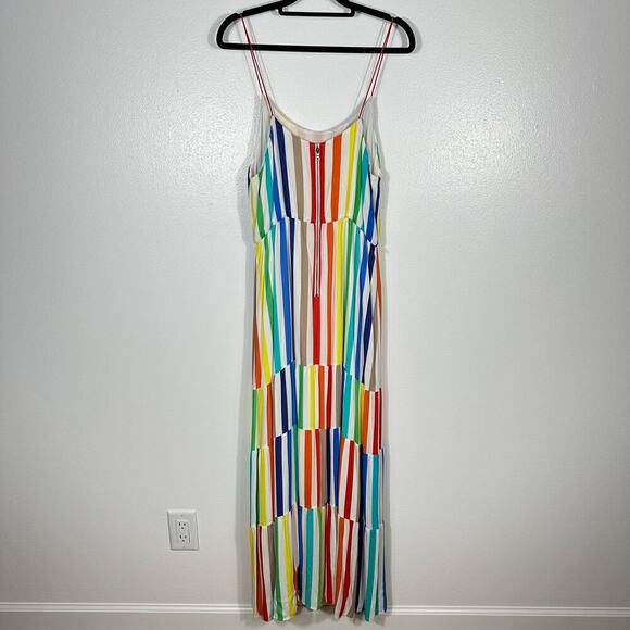 Alice & Olivia Dress Janan Rainbow Striped Maxi Belted Sleeveless Maximalist 8 - Picture 3 of 14